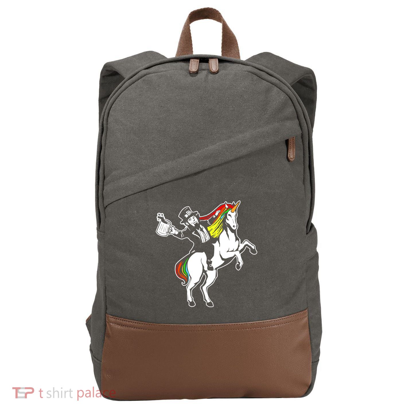 Leprechaun Unicorn St. Patrick's Day Cotton Canvas Backpack
