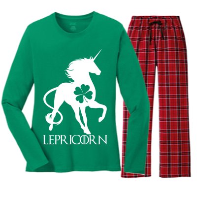 Lepricorn Leprechaun Unicorn St. Patrick's Day Women's Long Sleeve Flannel Pajama Set 