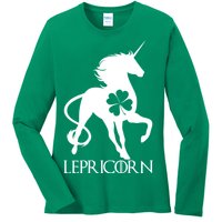 Lepricorn Leprechaun Unicorn St. Patrick's Day Ladies Long Sleeve Shirt