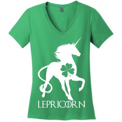 Lepricorn Leprechaun Unicorn St. Patrick's Day Women's V-Neck T-Shirt