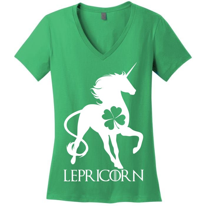 Lepricorn Leprechaun Unicorn St. Patrick's Day Women's V-Neck T-Shirt