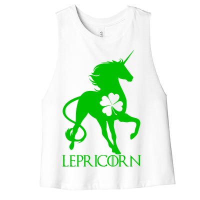 Lepricorn Leprechaun Unicorn St. Patrick's Day Women's Racerback Cropped Tank