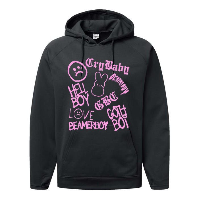 Lil Emo Rap Goth Peep Hip Hop Tattoo Performance Fleece Hoodie