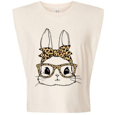 Leopard Easter Rabbit Cute Bunny Face Easter Day Garment-Dyed Women's Muscle Tee