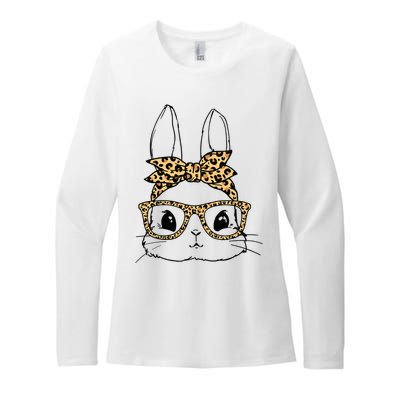 Leopard Easter Rabbit Cute Bunny Face Easter Day Womens CVC Long Sleeve Shirt