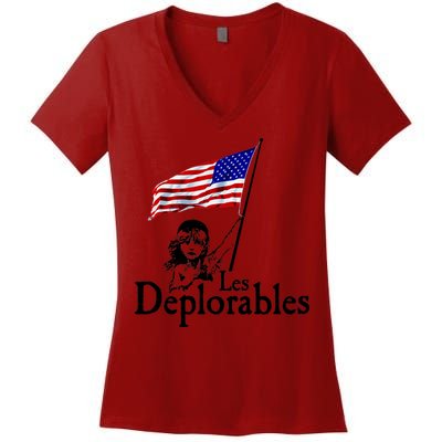 Les Deplorables USA Flag Parody Vote Trump 2016 Women's V-Neck T-Shirt