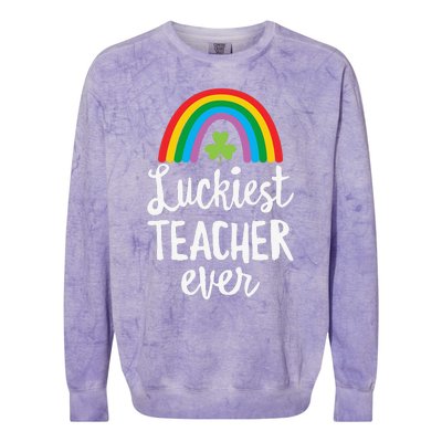 Luckiesteacher Ever St Patricks Day School Gifts Colorblast Crewneck Sweatshirt