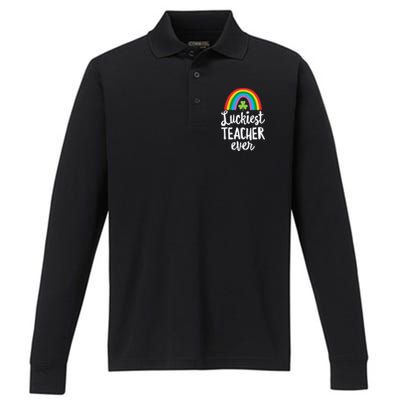 Luckiesteacher Ever St Patricks Day School Gifts Performance Long Sleeve Polo