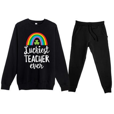 Luckiesteacher Ever St Patricks Day School Gifts Premium Crewneck Sweatsuit Set