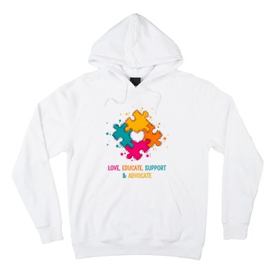 Love Educate Support And Advocate Cute Autism Teacher Hoodie