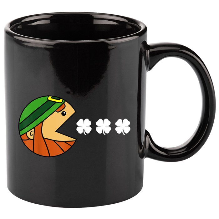 Leprechaun Eating Shamrock 11oz C Handle Ceramic Mug