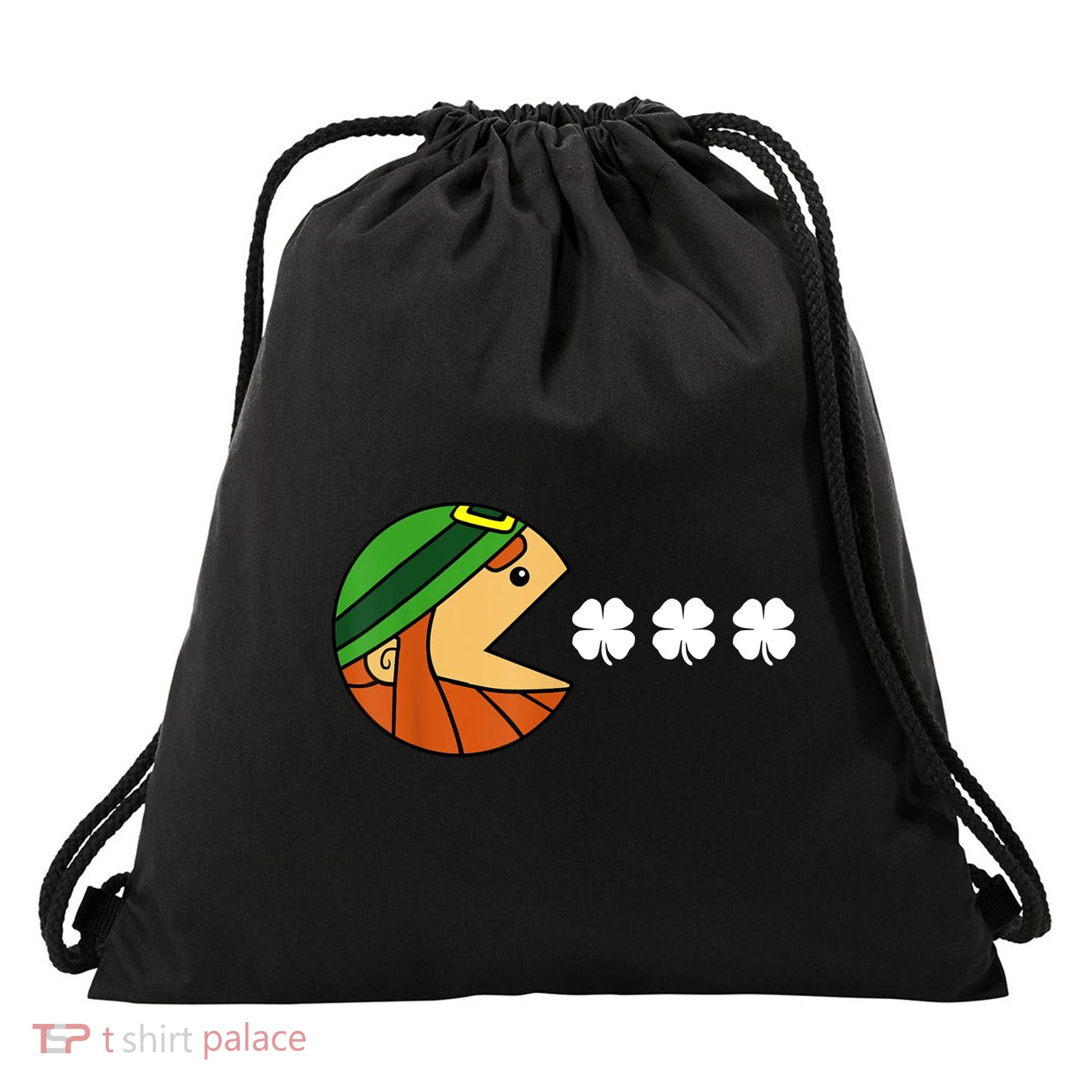 Leprechaun Eating Shamrock Drawstring Bag