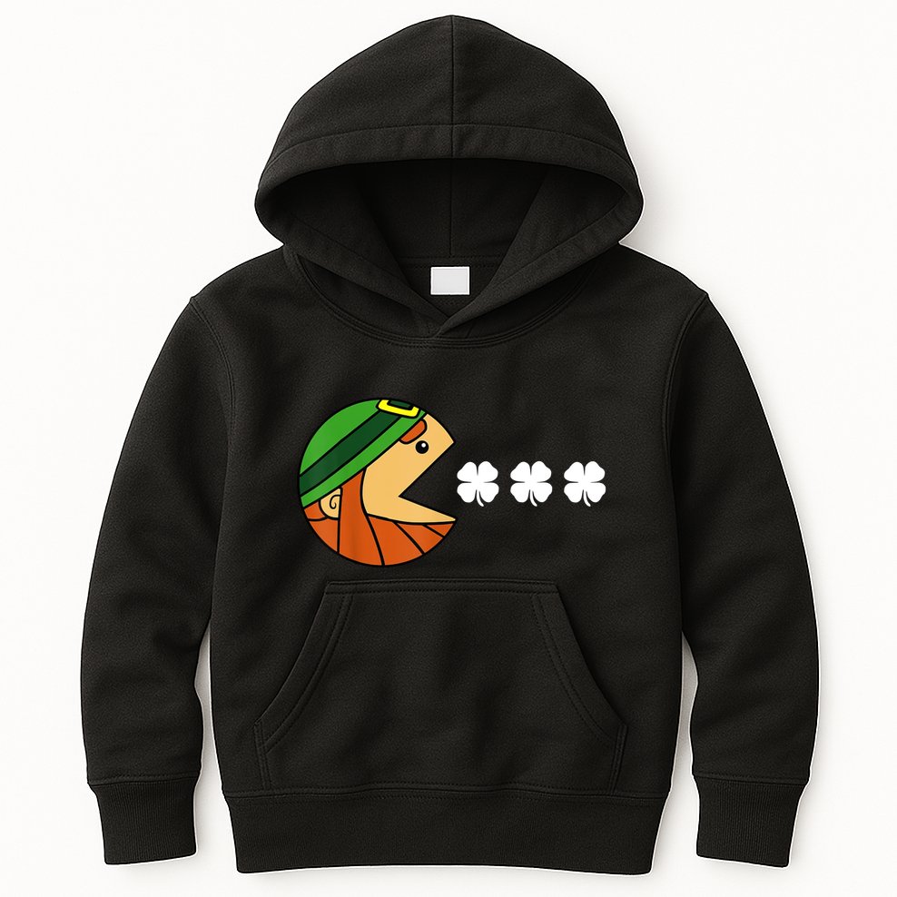Leprechaun Eating Shamrock Kids Hoodie
