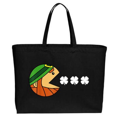 Leprechaun Eating Shamrock Cotton Canvas Jumbo Tote