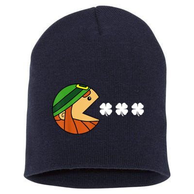 Leprechaun Eating Shamrock Short Acrylic Beanie