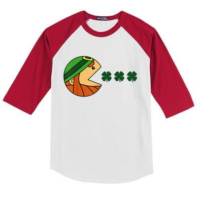 Leprechaun Eating Shamrock Kids Colorblock Raglan Jersey