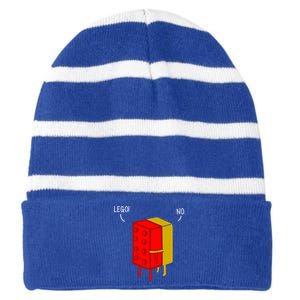 Let Go No Funny Striped Beanie with Solid Band