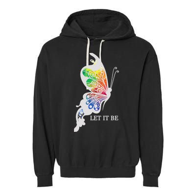 Let It Be Colorful Butterfly Garment-Dyed Fleece Hoodie