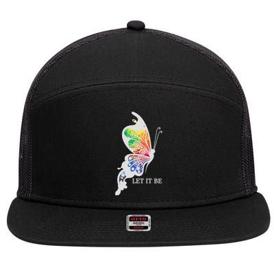 Let It Be Colorful Butterfly 7 Panel Mesh Trucker Snapback Hat