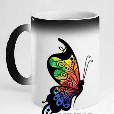 Let It Be Colorful Butterfly 11oz Black Color Changing Mug