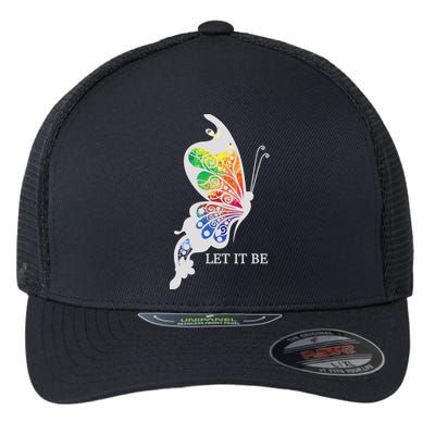 Let It Be Colorful Butterfly Flexfit Unipanel Trucker Cap