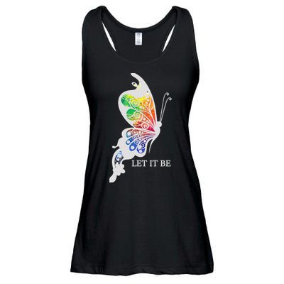 Let It Be Colorful Butterfly Ladies Essential Flowy Tank