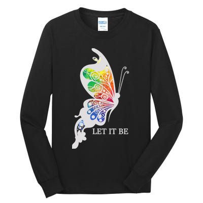 Let It Be Colorful Butterfly Tall Long Sleeve T-Shirt
