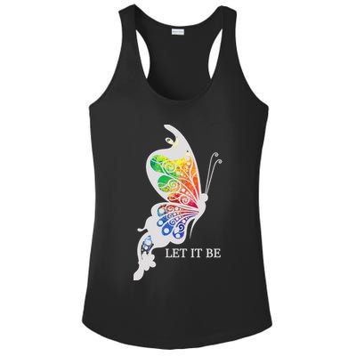 Let It Be Colorful Butterfly Ladies PosiCharge Competitor Racerback Tank
