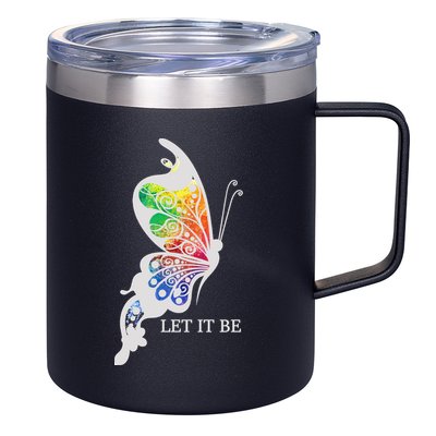Let It Be Colorful Butterfly 12oz Stainless Steel Coffee Mug