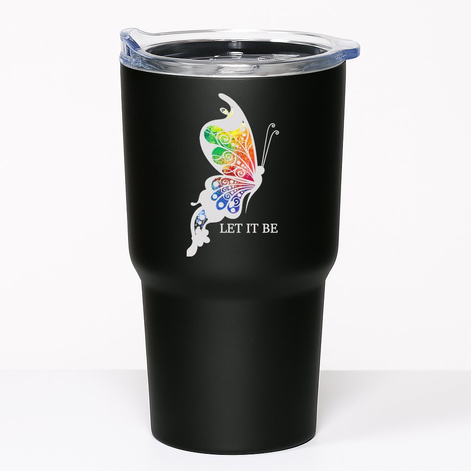 Let It Be Colorful Butterfly Tumbler