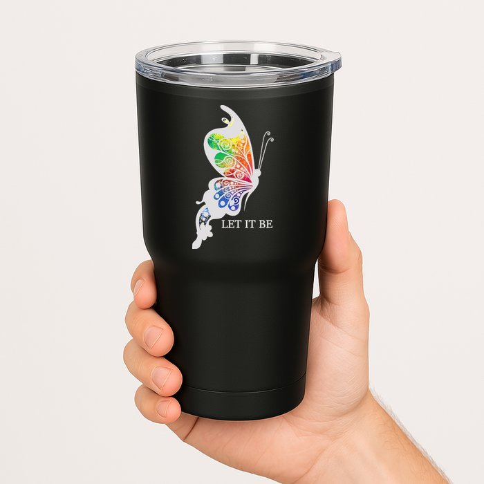 Let It Be Colorful Butterfly Tumbler