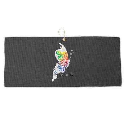 Let It Be Colorful Butterfly Large Microfiber Waffle Golf Towel