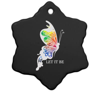 Let It Be Colorful Butterfly Ceramic Star Ornament