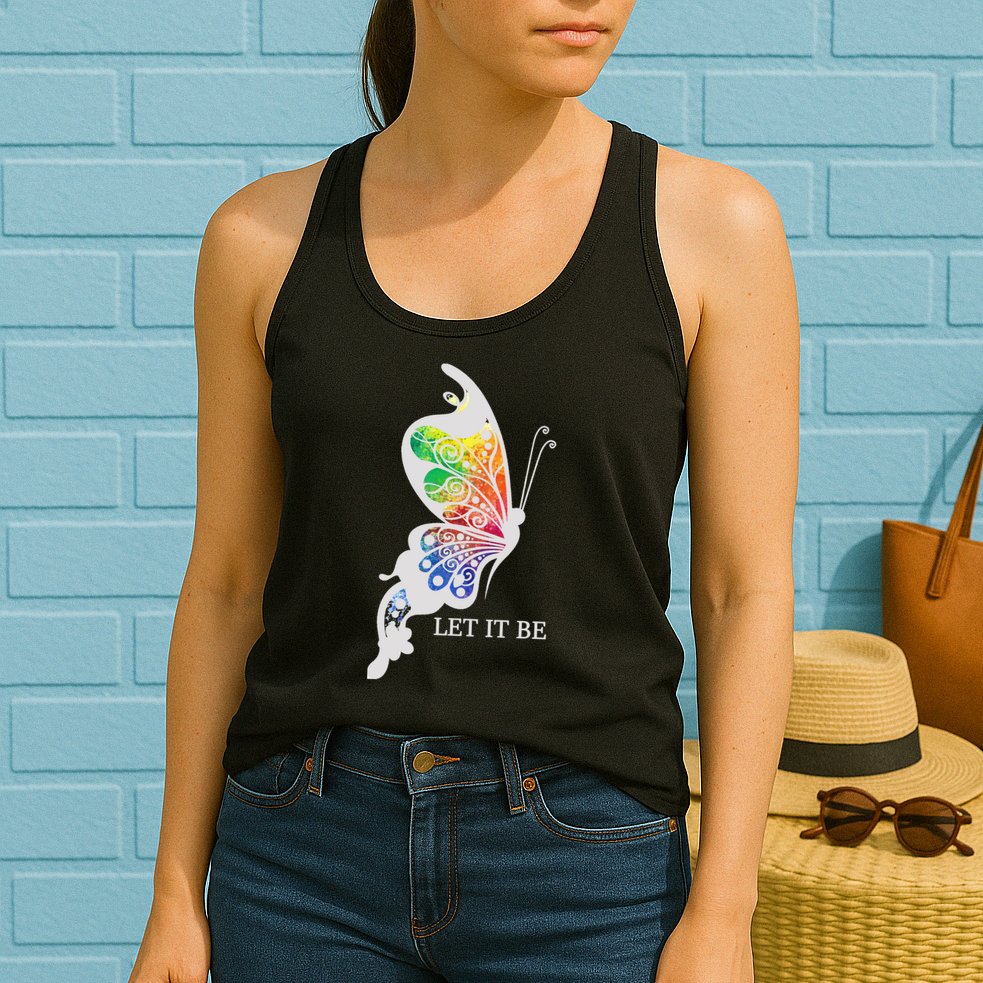 Let It Be Colorful Butterfly Womens Tank Top