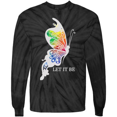 Let It Be Colorful Butterfly Tie-Dye Long Sleeve Shirt