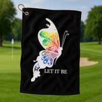 Let It Be Colorful Butterfly Golf Towel