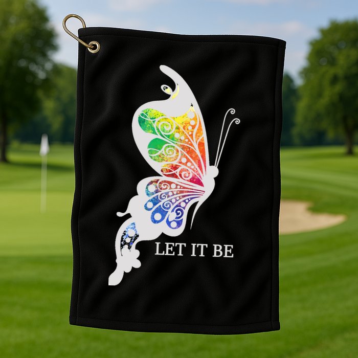 Let It Be Colorful Butterfly Golf Towel