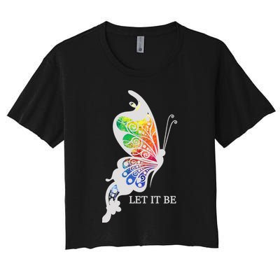 Let It Be Colorful Butterfly Crop Top