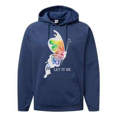 Let It Be Colorful Butterfly Performance Fleece Hoodie