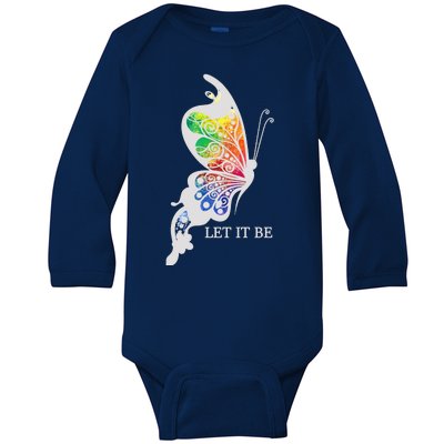 Let It Be Colorful Butterfly Baby Long Sleeve Bodysuit