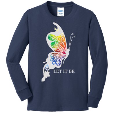 Let It Be Colorful Butterfly Kids Long Sleeve Shirt