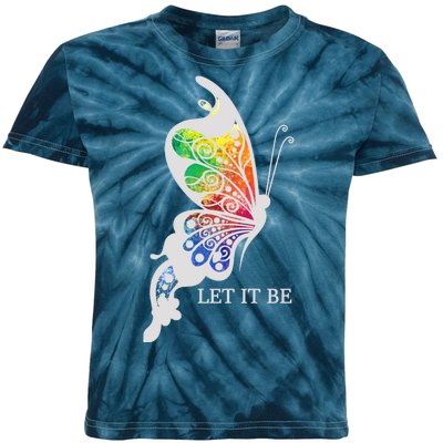 Let It Be Colorful Butterfly Kids Tie-Dye T-Shirt