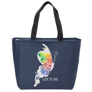 Let It Be Colorful Butterfly Zip Tote Bag