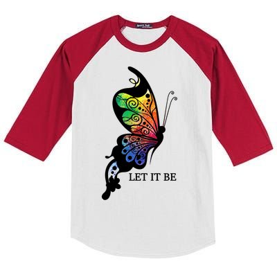 Let It Be Colorful Butterfly Kids Colorblock Raglan Jersey