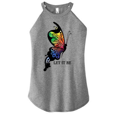 Let It Be Colorful Butterfly Women's Perfect Tri Rocker Tank