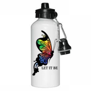 Let It Be Colorful Butterfly Aluminum Water Bottle