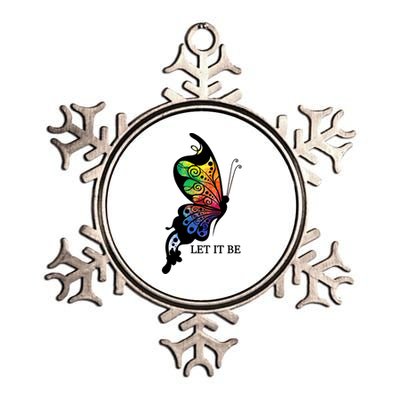 Let It Be Colorful Butterfly Metallic Star Ornament