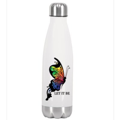 Let It Be Colorful Butterfly Stainless Steel Insulated Water Bottle