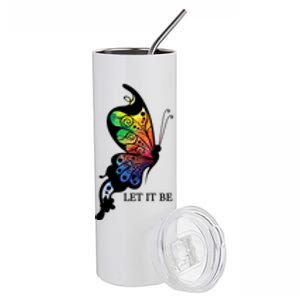 Let It Be Colorful Butterfly Stainless Steel Tumbler