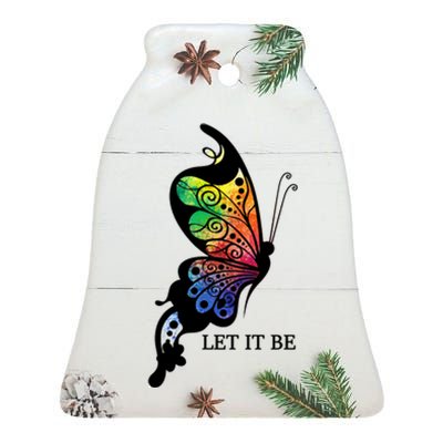 Let It Be Colorful Butterfly Ceramic Bell Ornament